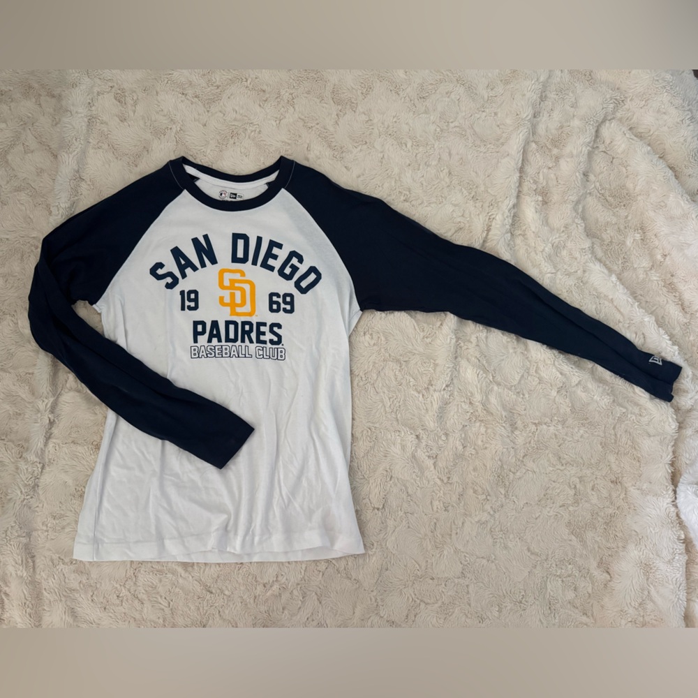 New Era White and Navy Padres Tee